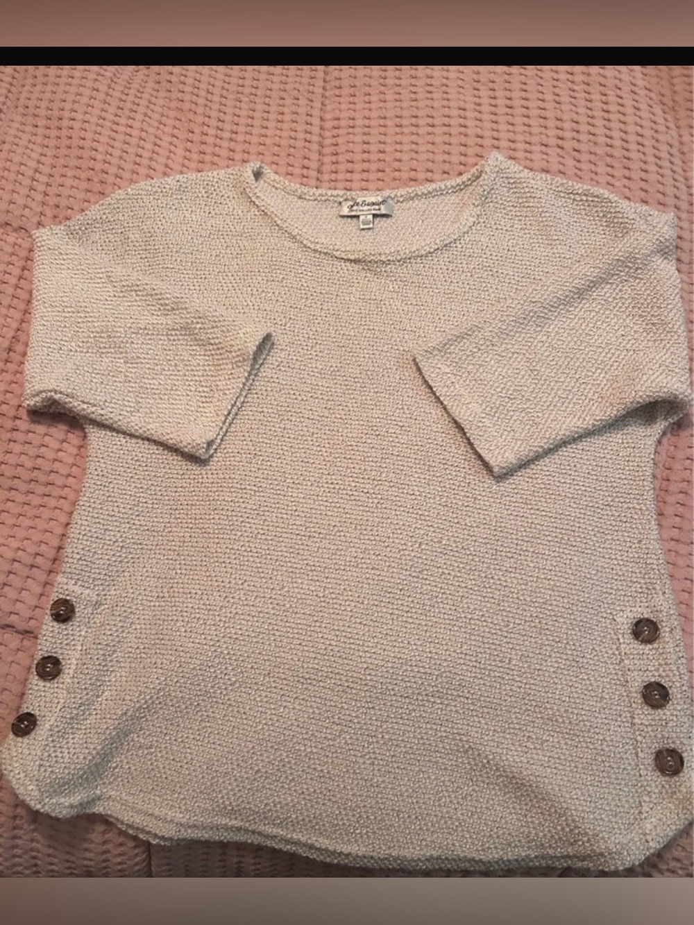 Short-Sleeve Knit Sweater with Side Button Detail